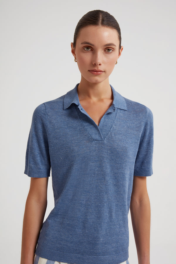 MAEVE LINEN POLO TEE