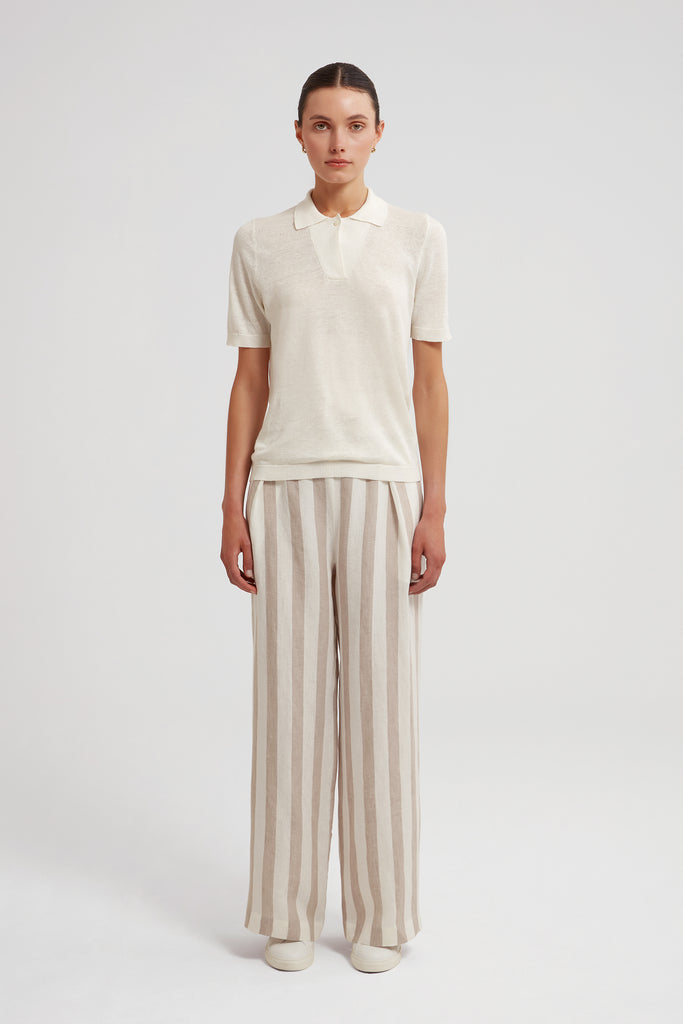 MAEVE LINEN POLO TEE