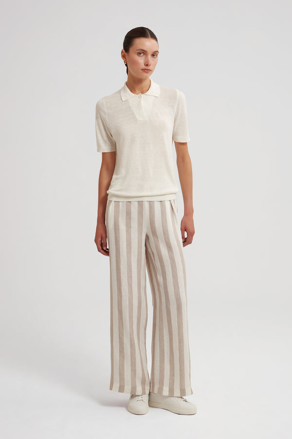 MAEVE LINEN POLO TEE